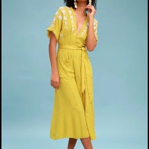 Free People Yellow Midi Dress